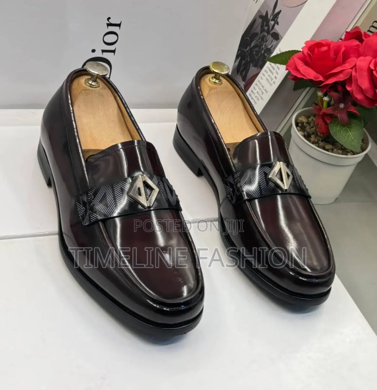 Quality Dior Wine Colour Executive Men's Leather Shoes
