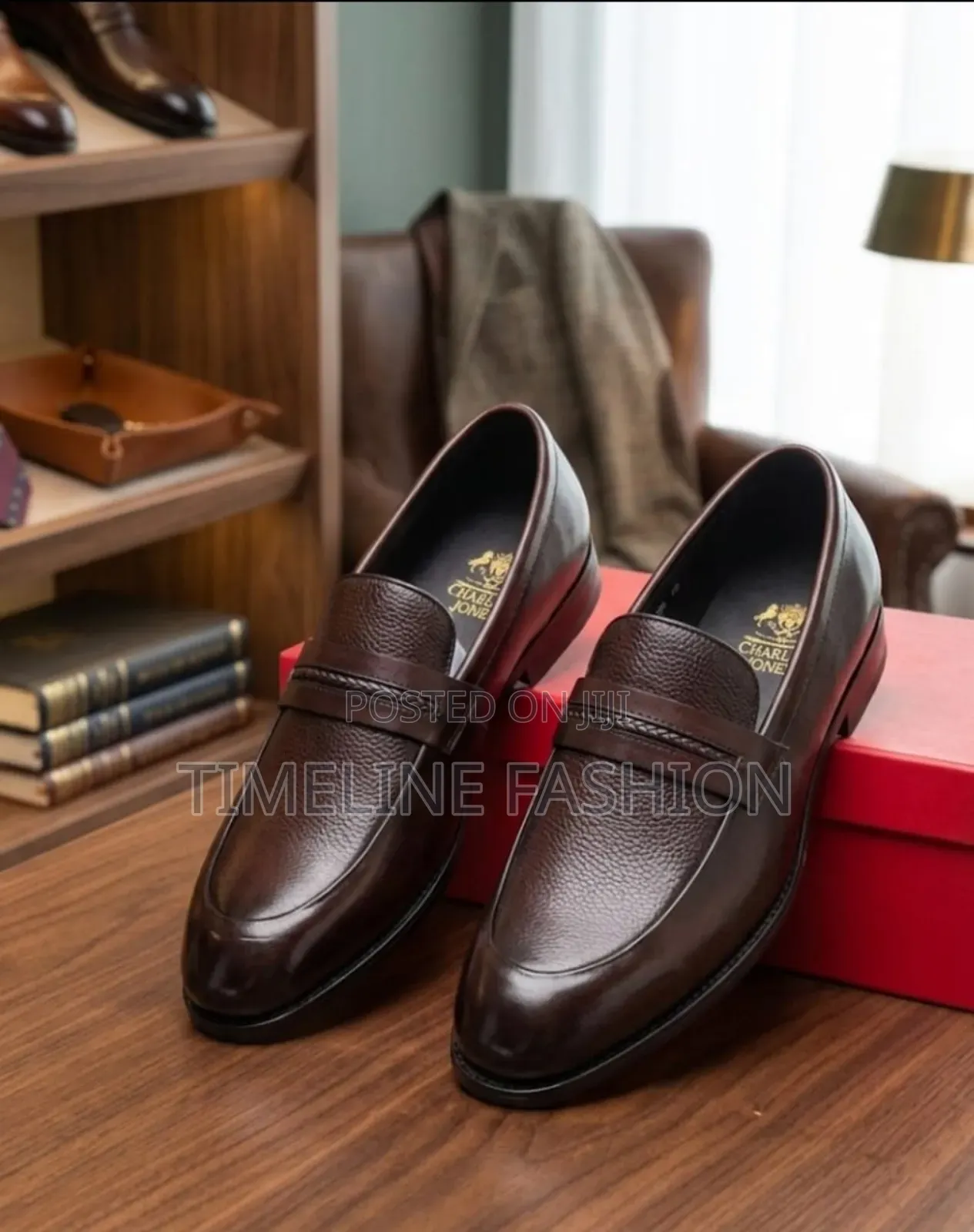 Charles and Jones Men's Stylish Easy Wear Shoes Coffee Brown Colour