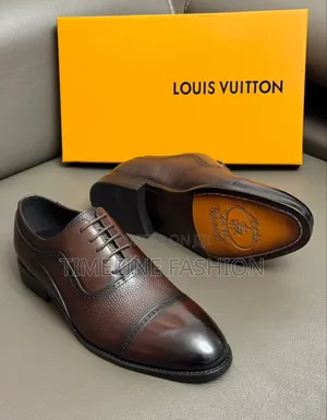 Louis Vuitton Vintage Style Men's Coffee Brown Leather Shoes