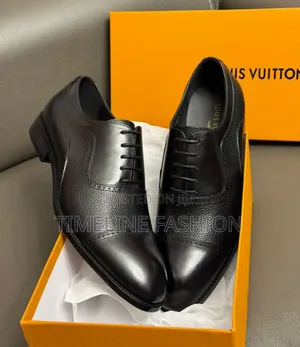 Louis Vuitton Men's Black Leather British Style Shoes