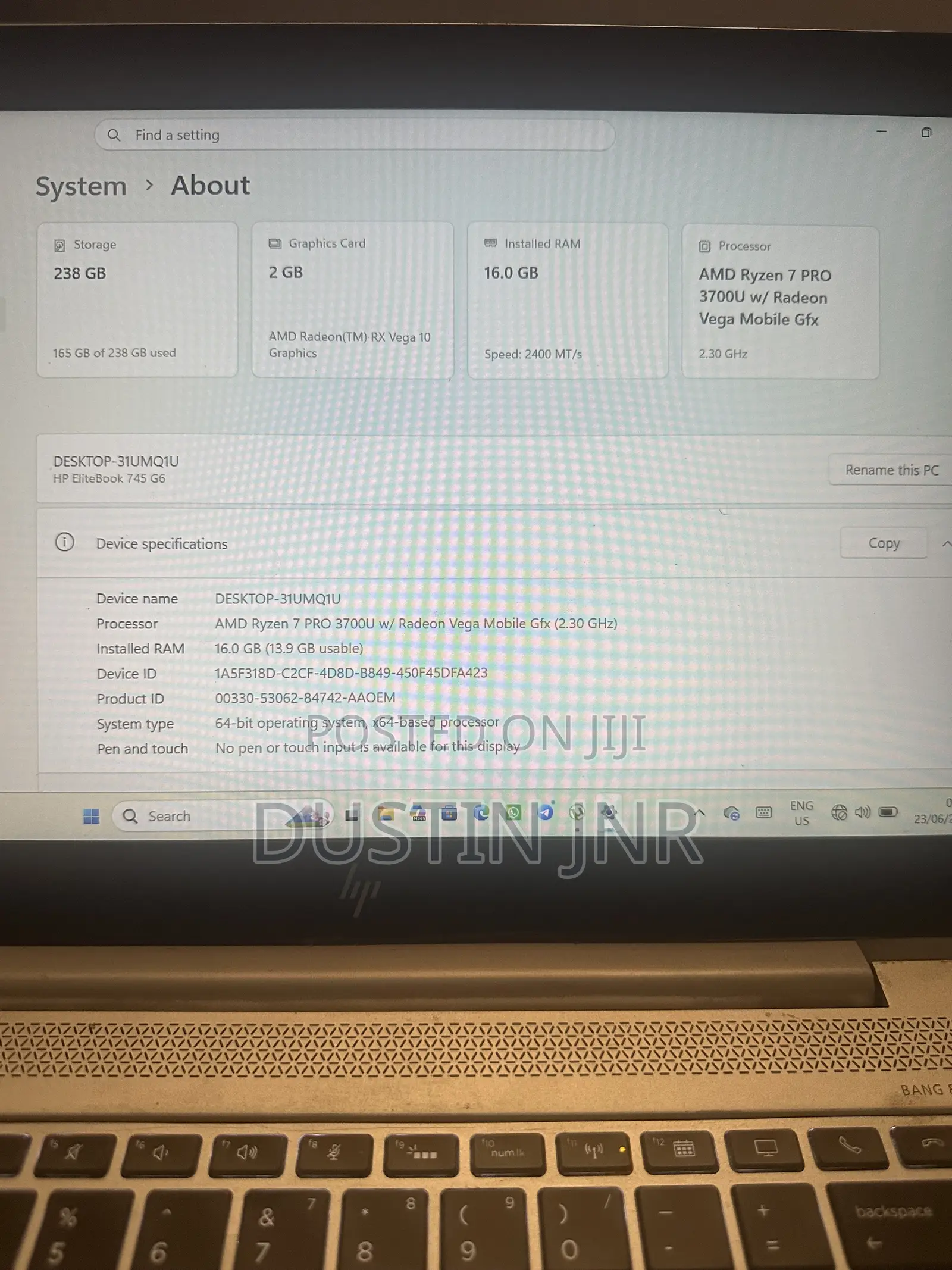 Laptop HP EliteBook 745 G6 16GB AMD Ryzen 7 SSD 256GB
