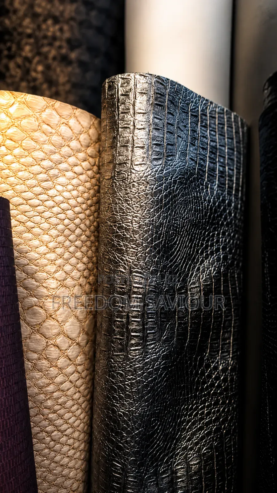 Luxury Crocodile Embossed Upholstery Fabric – Premium Black Finish