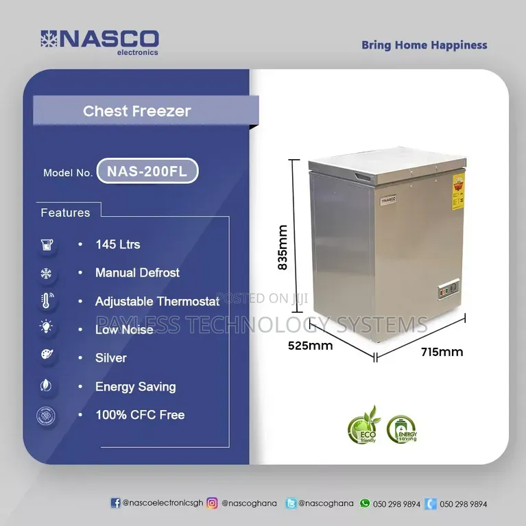 Nasco 145 LTRS Chest Freezer-Nas-200fl