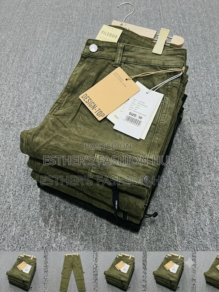 Quality Mens Cargo Jeans (Blue and Army Green)