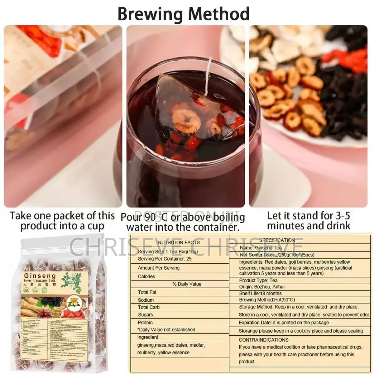 Five Finger Ginseng Chinese Tea for Kidney Life