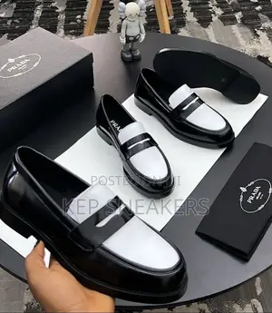 Prada Two-tone Brushed Leather Loafers
