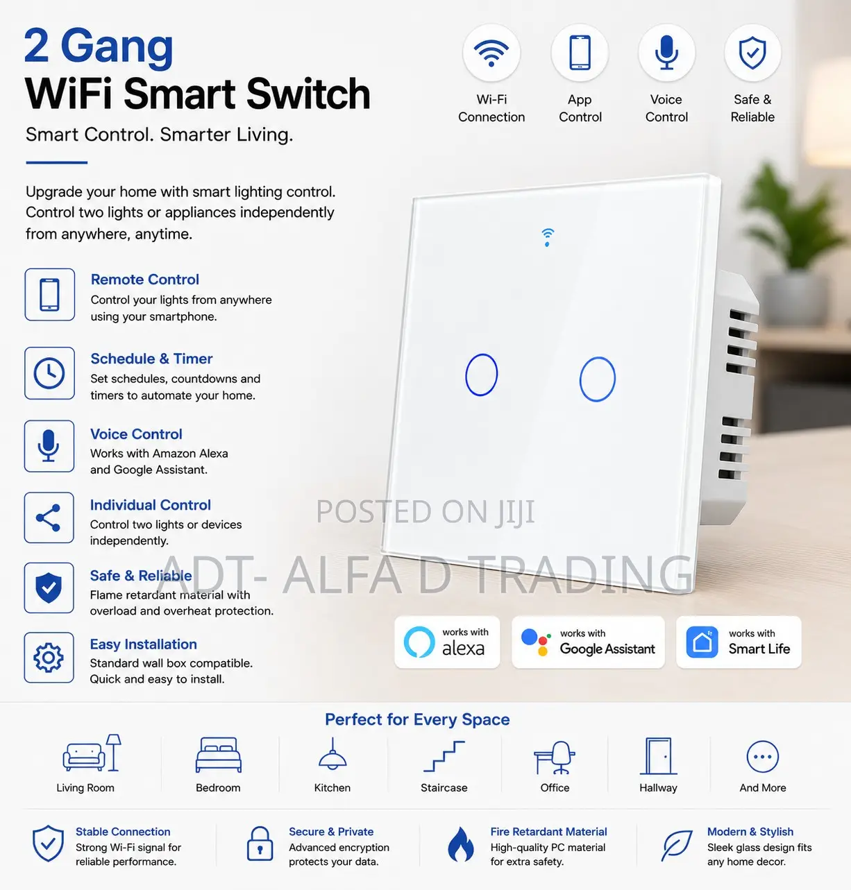 2 Gang Wifi Smart Switch