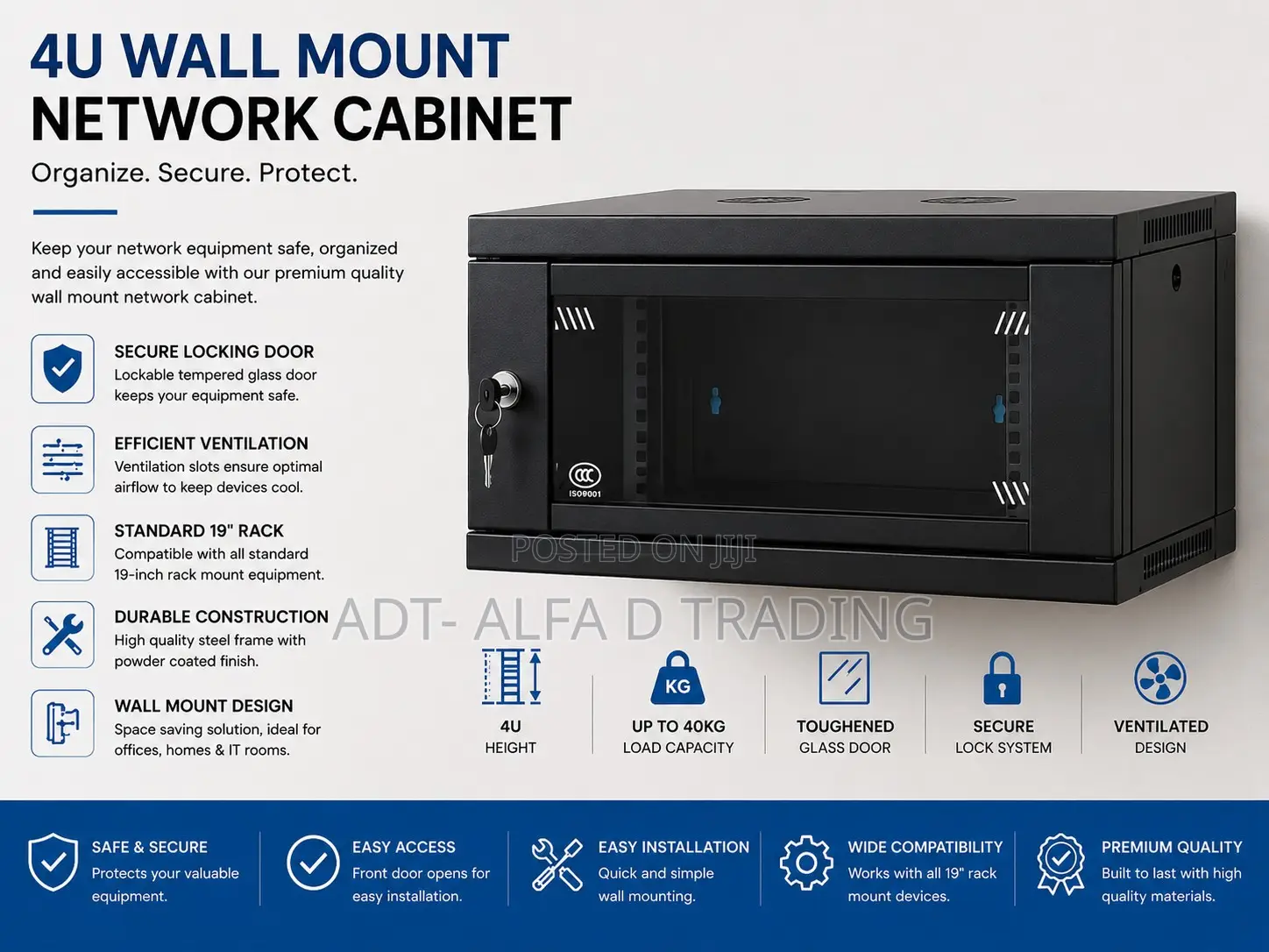 4u Wall Mount Network Cabinet With Fan Pdu