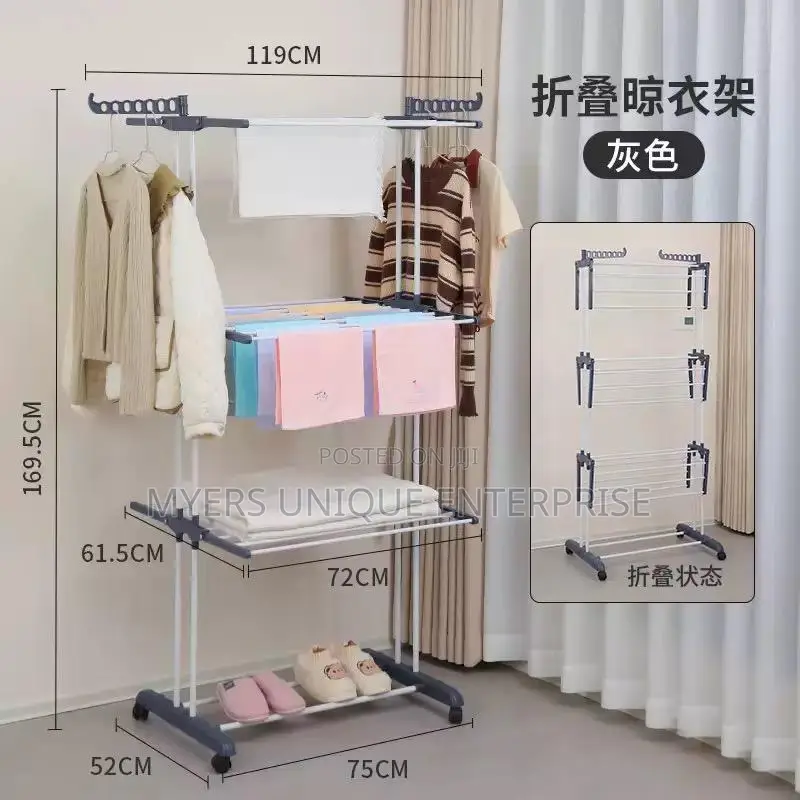 Foldable 3-Tier Clothes Rack,Space Saving Design