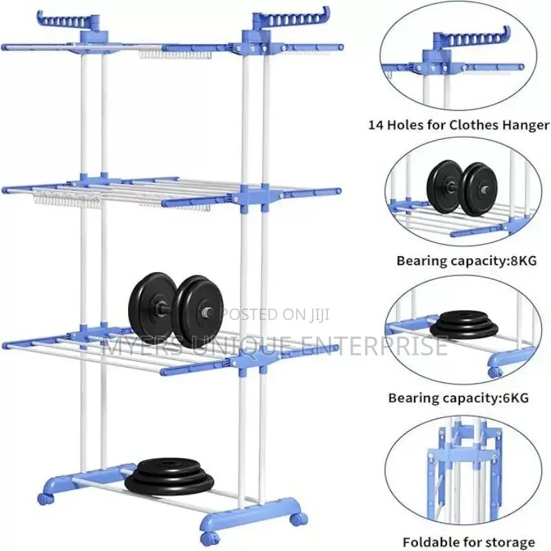 4 Layer Foldable Laundry Stand,No Drilling Needed