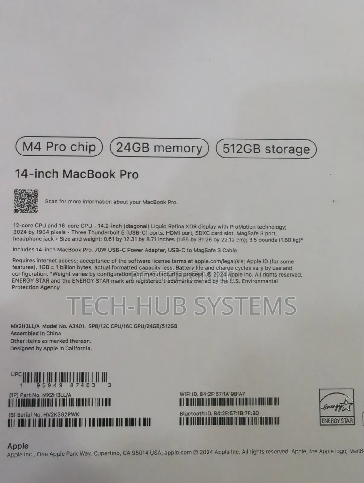 Laptop Apple MacBook Pro 2024 M4 Pro 24GB Apple M4 Pro SSD 512GB
