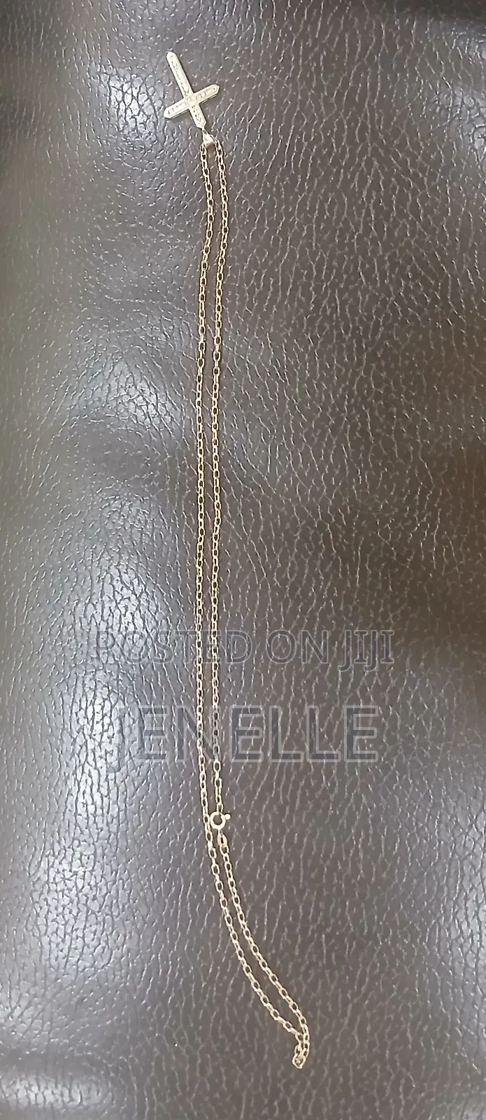 9ct Gold Solid Belcher Link Chain Cross Pendant