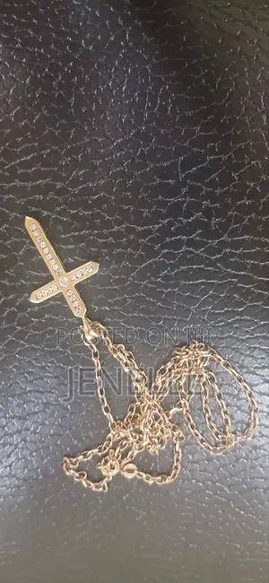 9ct Gold Solid Belcher Link Chain Cross Pendant