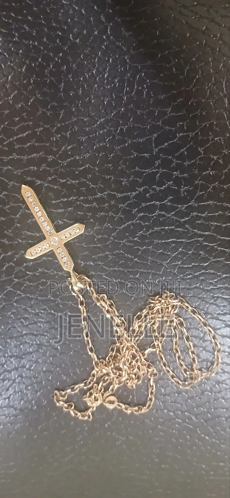 9ct Gold Solid Belcher Link Chain Cross Pendant