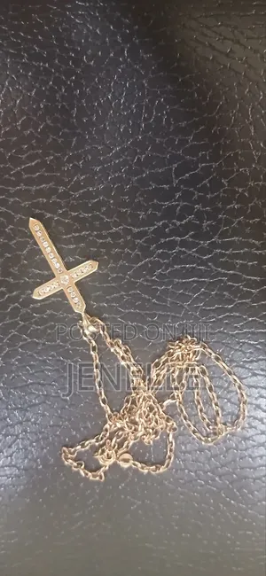 9ct Gold Solid Belcher Link Chain Cross Pendant