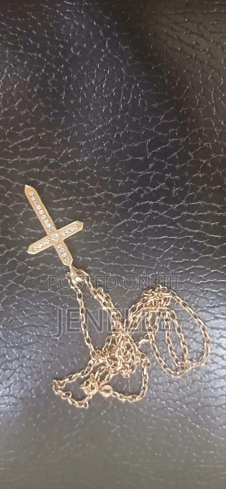 9ct Gold Solid Belcher Link Chain Cross Pendant
