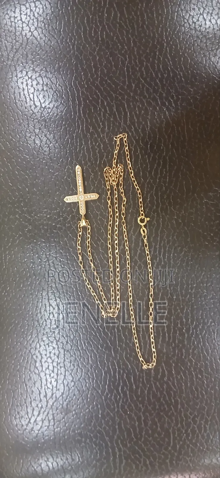 9ct Gold Solid Belcher Link Chain Cross Pendant