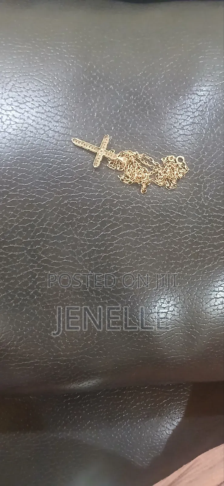 9ct Gold Solid Belcher Link Chain Cross Pendant