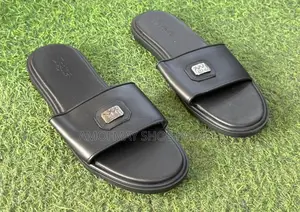 Men’s Premium Black Leather Slides