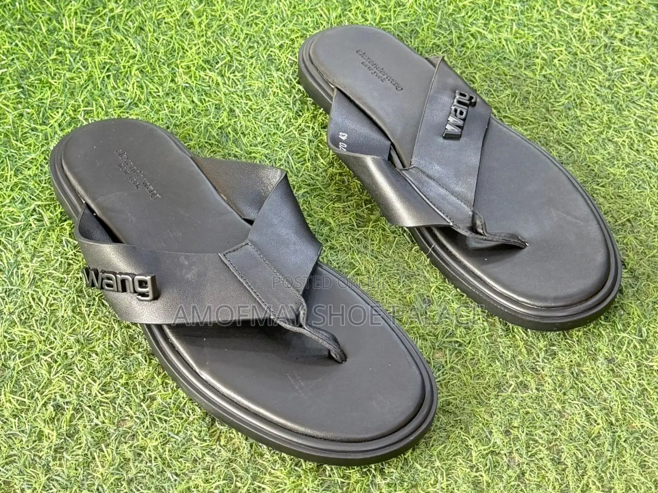 Men’s Premium Black Leather Slides