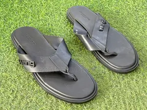 Men’s Premium Black Leather Slides