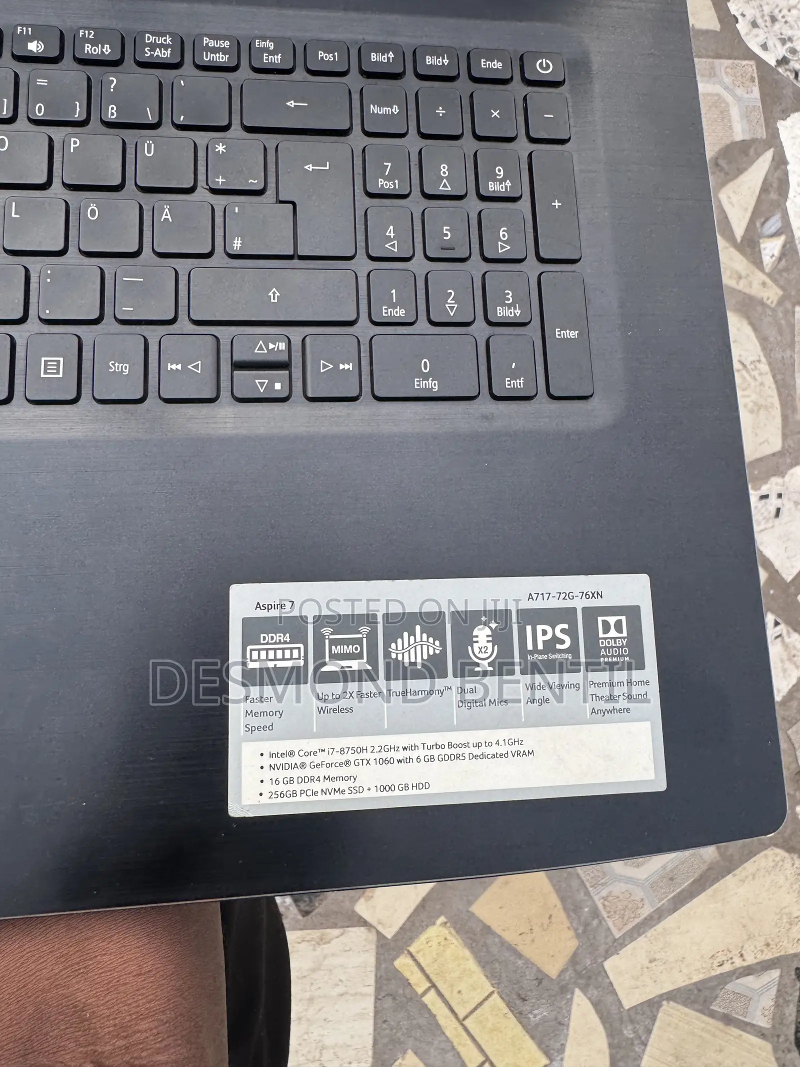 Laptop Acer Aspire 7 16GB Intel Core i7 HDD+SSD 256GB