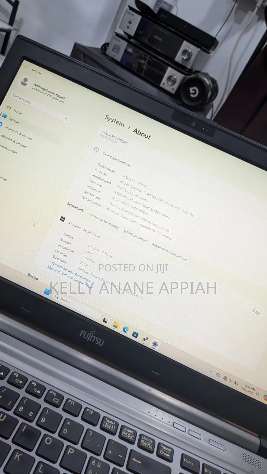 Laptop Fujitsu 16GB Nvidia SSHD+SSD 1T