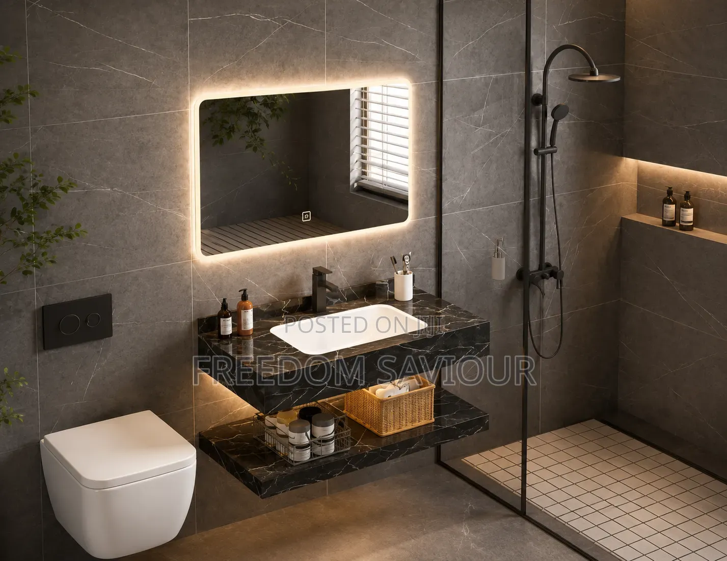 Modern Led Bathroom Mirror With Luxury Vanity Set