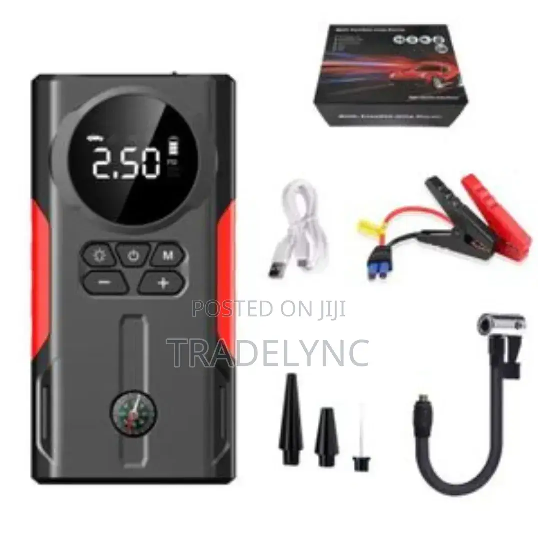 Emergency Car Kit: Car Battery Jumper, Tire Pumper