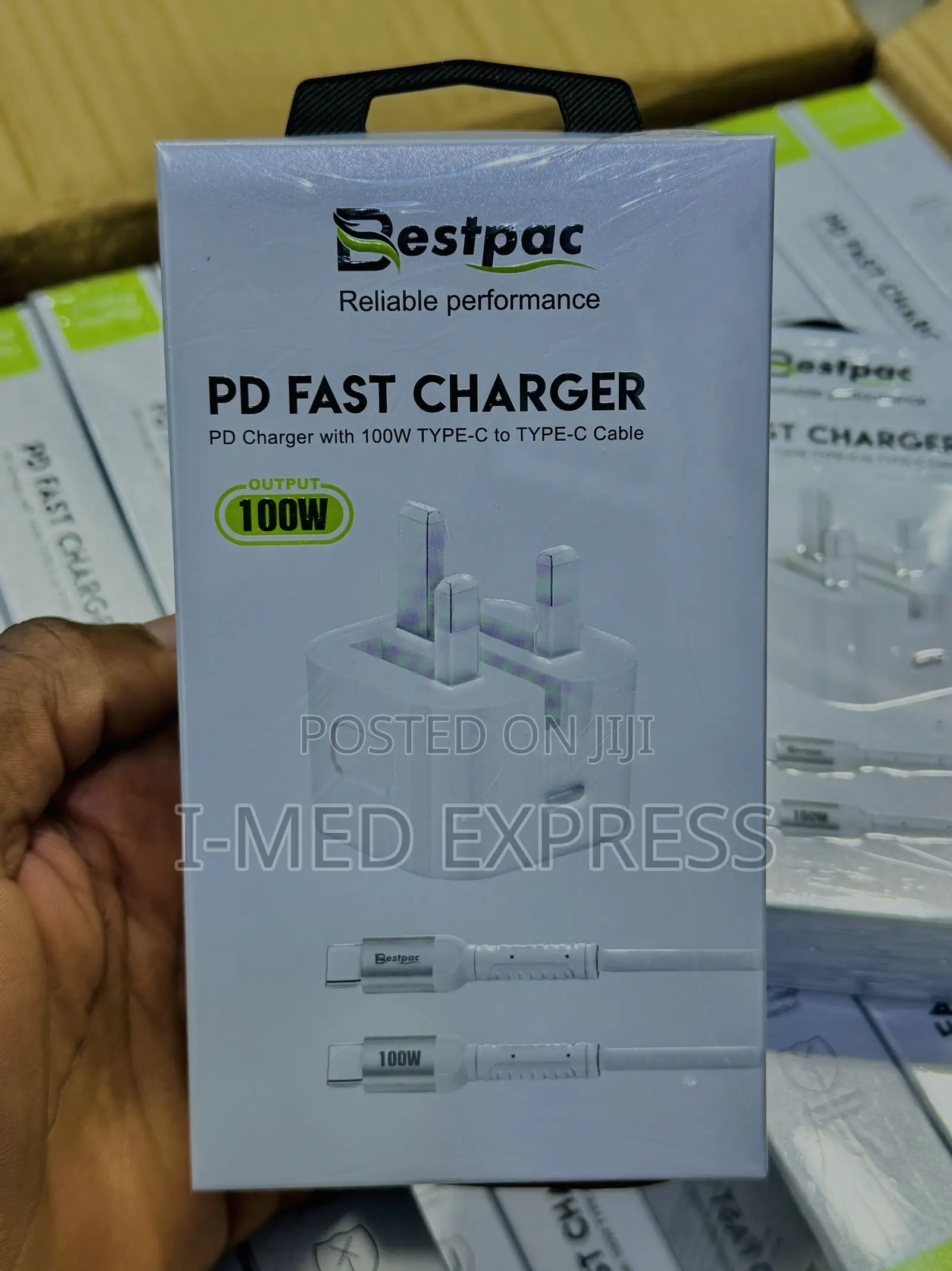 Original Bestpac 100w Pd Fast Charger Type-C to Type-C Cable (Uk Plug)