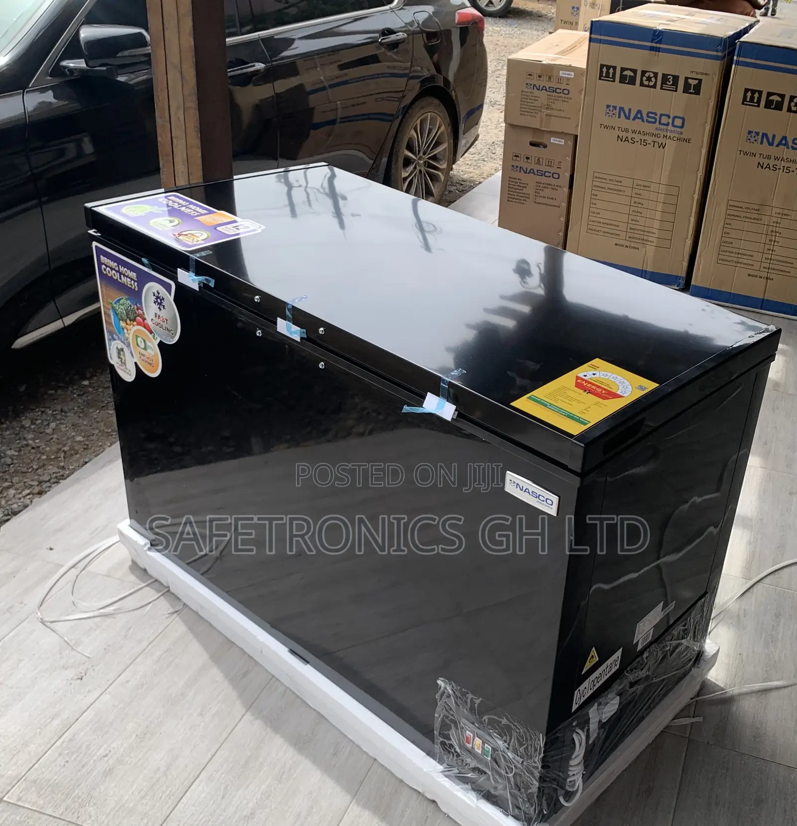 Original Sleek Nasco 400l Black Chest Freezer (Nas-475fl-B)