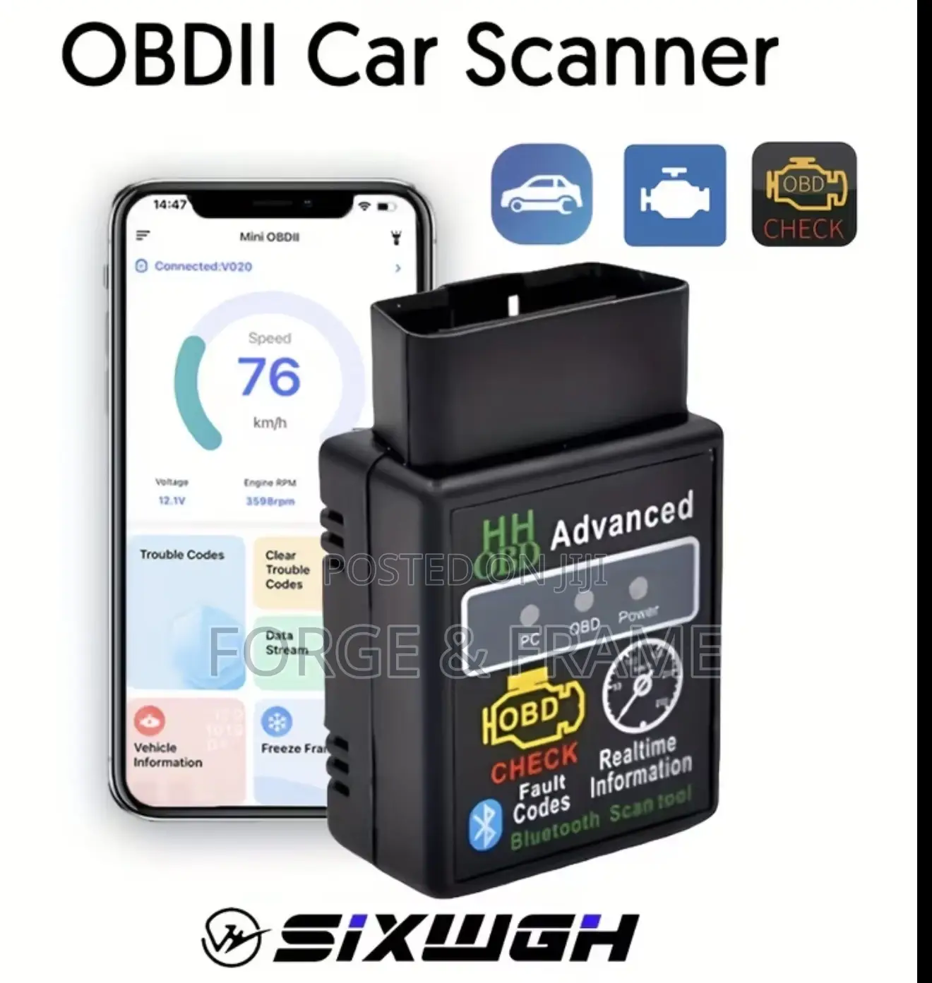 Vehicle Scanner, Ble Obdii Diagnostic Tool , Engine Error Code Reader
