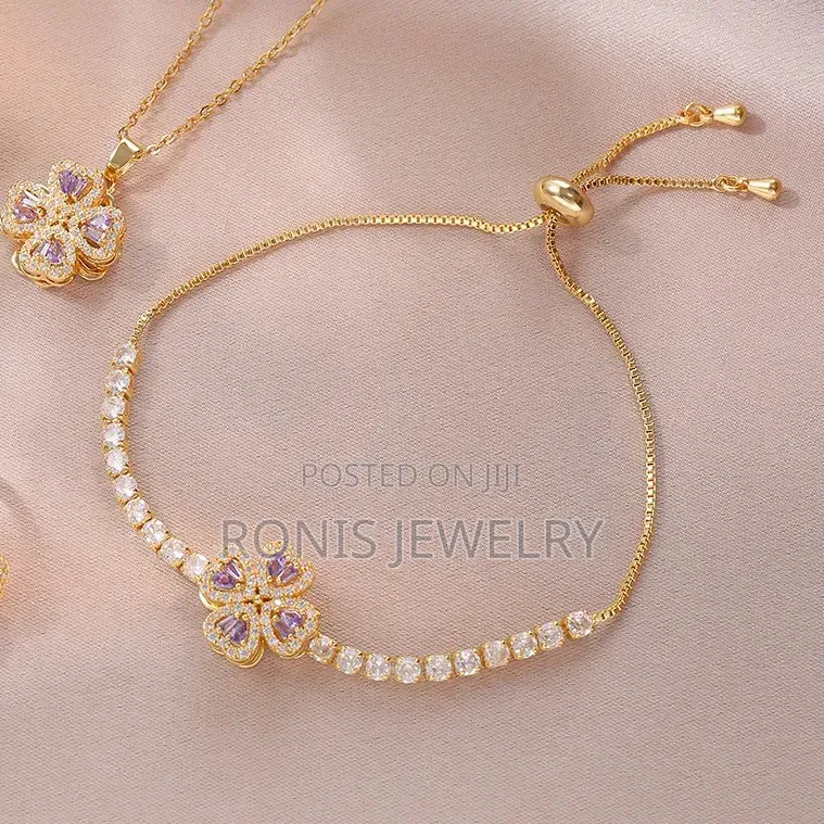 Purple Floral Spinning Jewelry Set