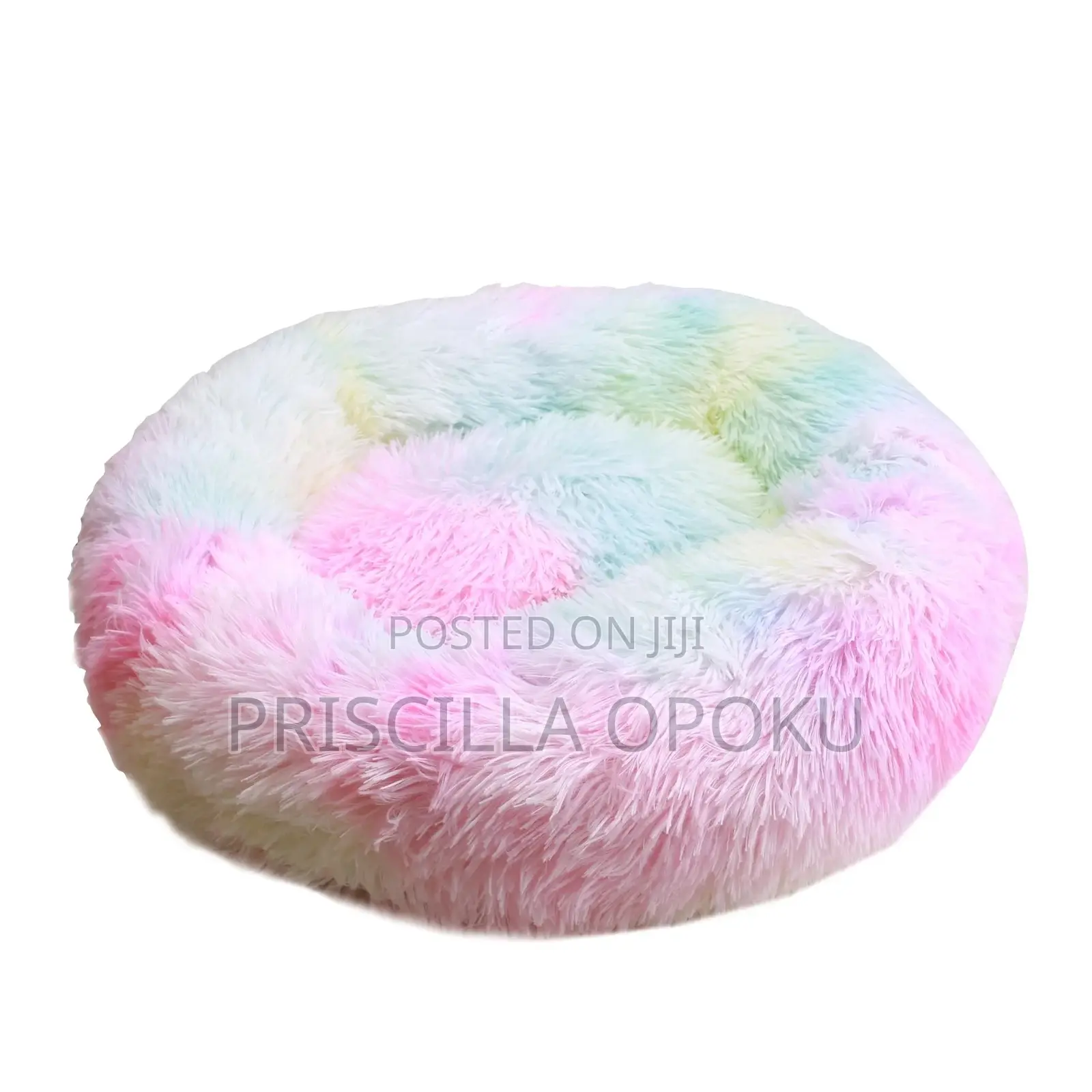 Dog or Cat Rainbow Fluffy Donut Bed