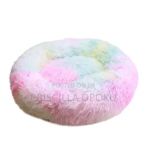 Dog or Cat Rainbow Fluffy Donut Bed