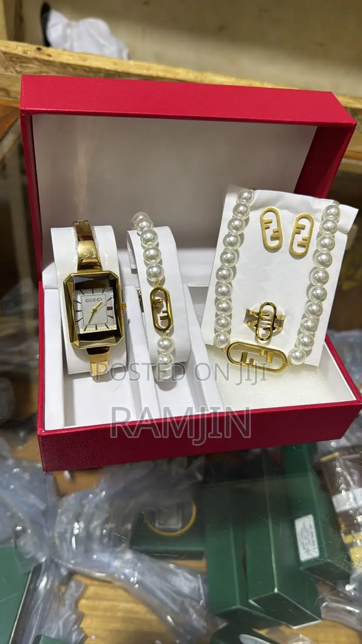 Lady's Luxury Watches + Bracelet, Necklace, Earrings Set