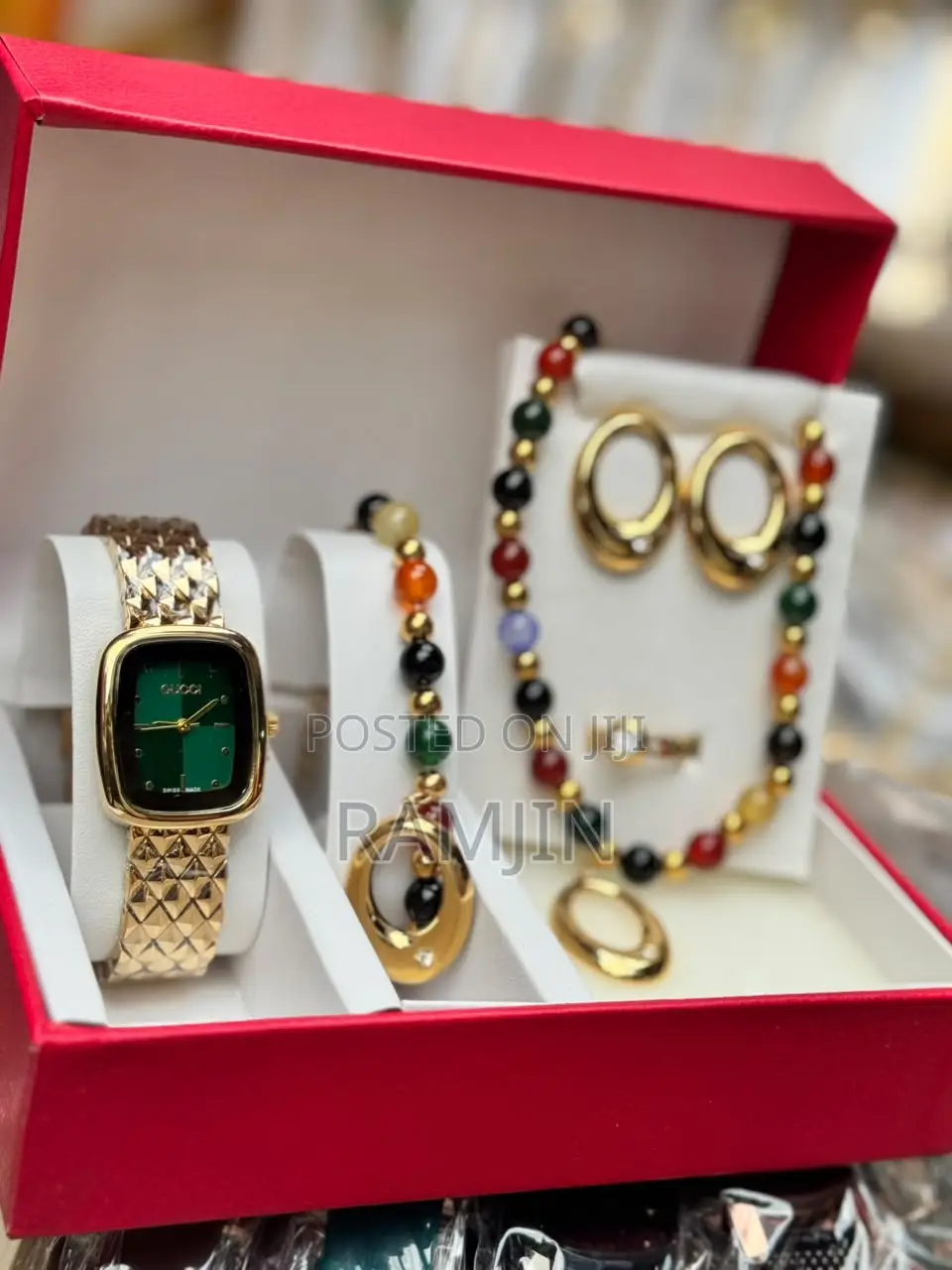 Lady's Luxury Watches + Bracelet, Necklace, Earrings Set