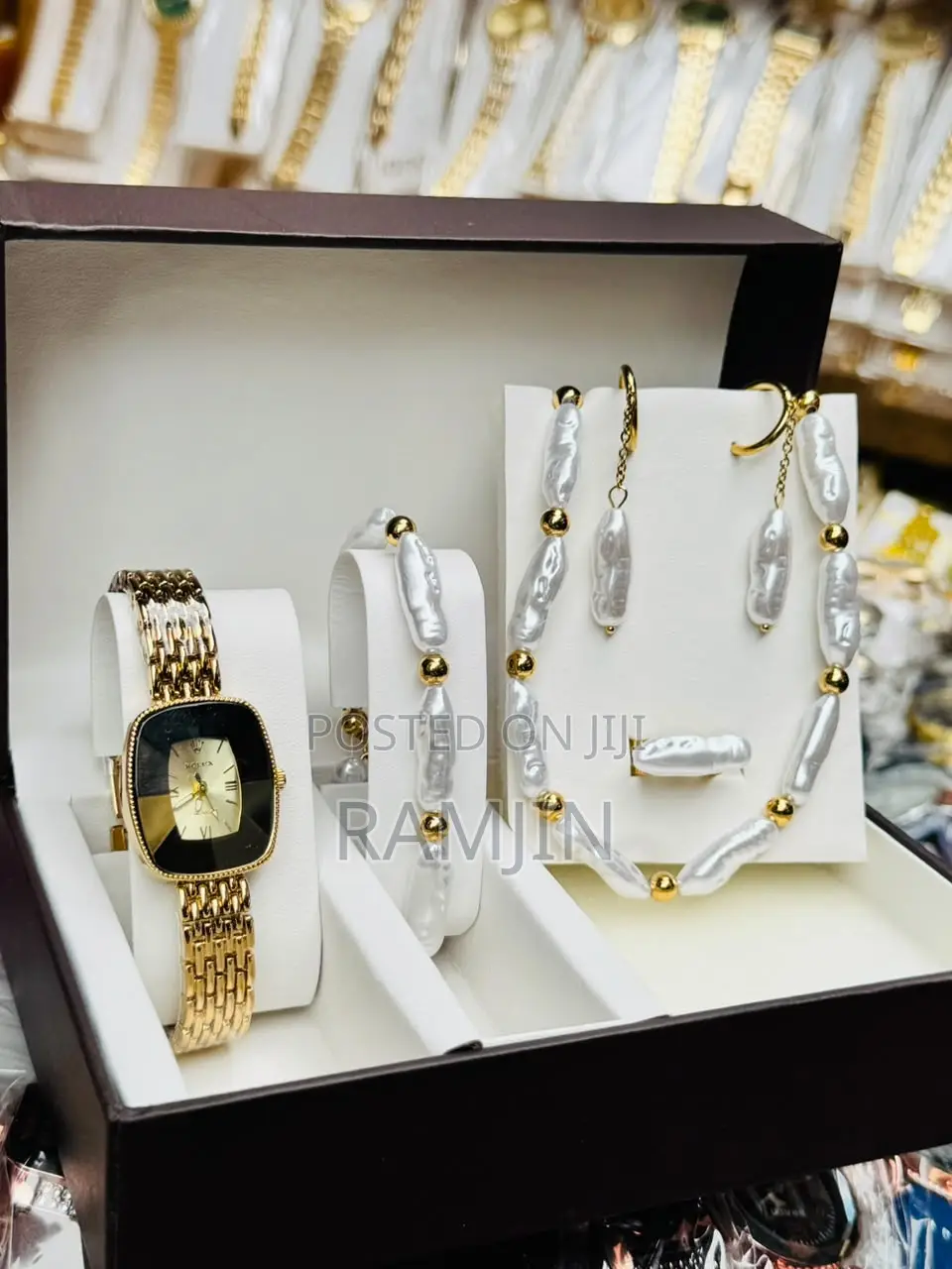 Lady's Luxury Watches + Bracelet, Necklace, Earrings Set