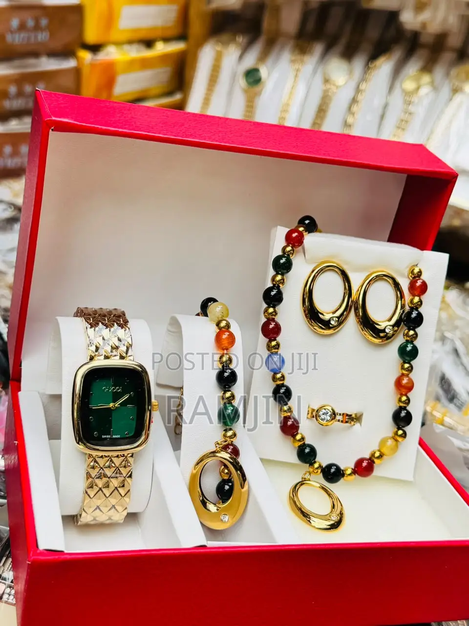 Lady's Luxury Watches + Bracelet, Necklace, Earrings Set