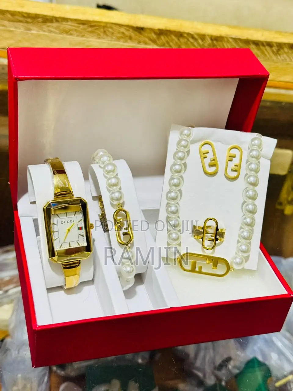 Lady's Luxury Watches + Bracelet, Necklace, Earrings Set