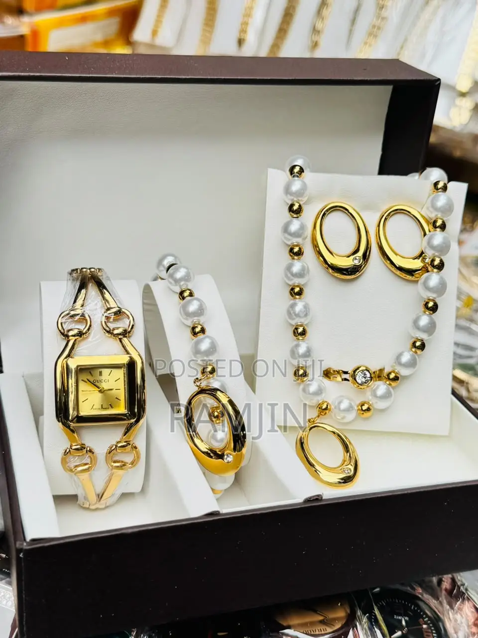 Lady's Luxury Watches + Bracelet, Necklace, Earrings Set
