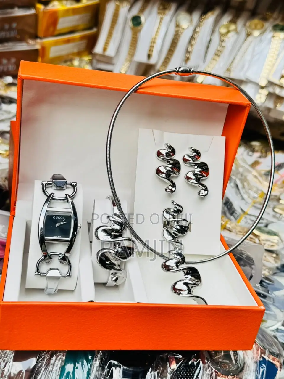 Lady's Luxury Watches + Bracelet, Necklace, Earrings Set