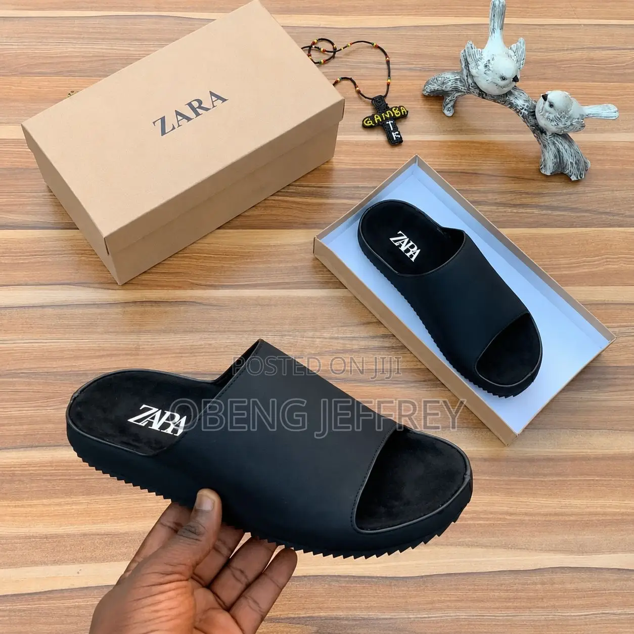 Original Zara Slide Sandals Black and Brown