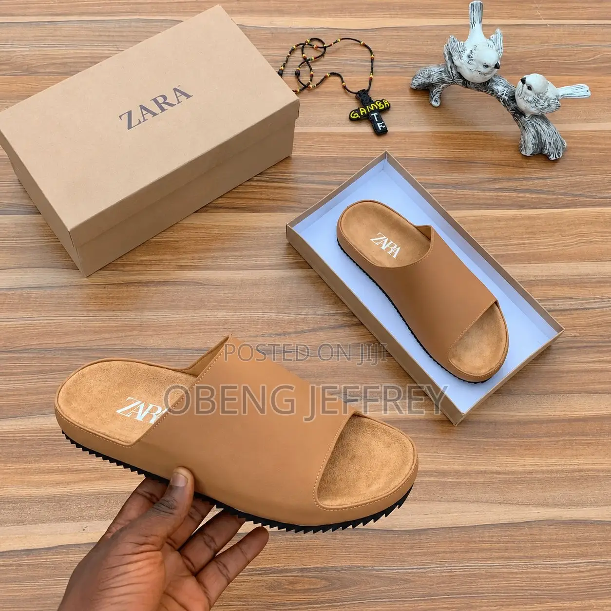 Original Zara Slide Sandals Black and Brown