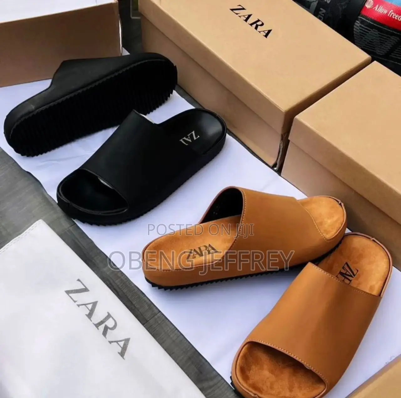 Original Zara Slide Sandals Black and Brown
