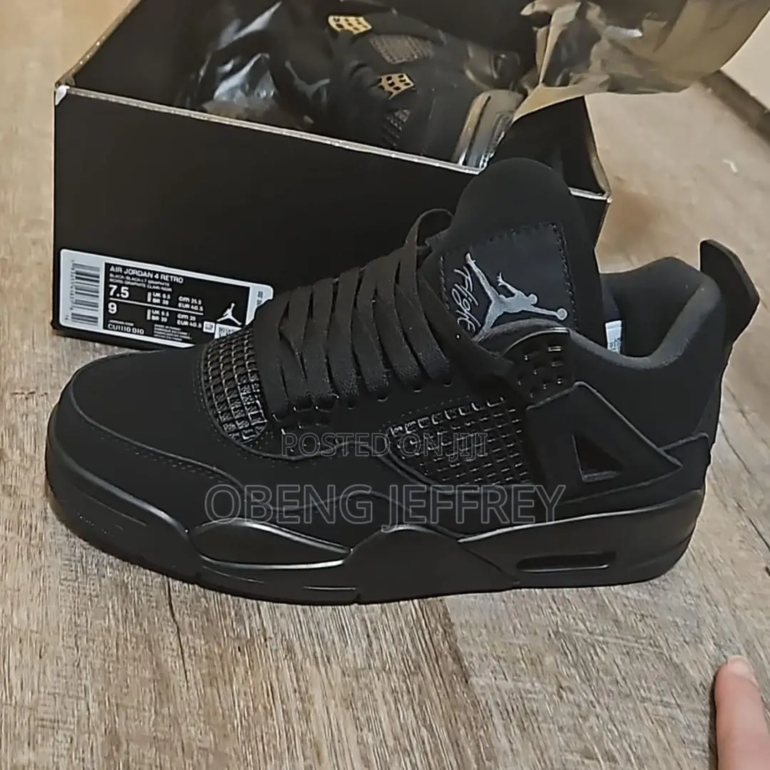 Original Air Jordan 4 Retro Nubuck Upper Black Cat