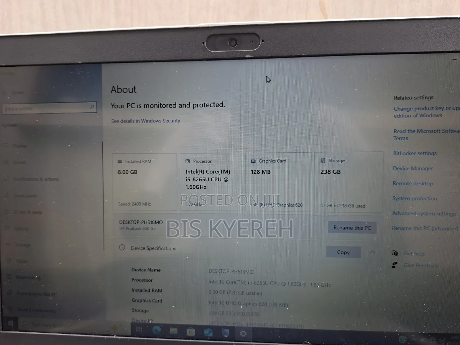 Laptop HP ProBook 650 G5 8GB Intel Core i5 SSD 256GB