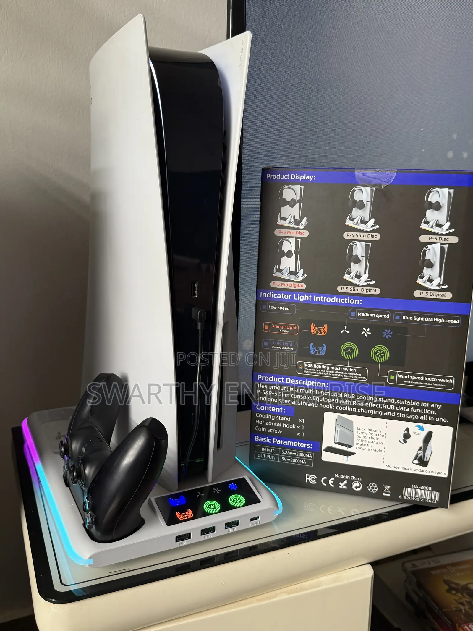 Universal Play Station 5 Ps5 Cooling Stand Charging Dock Cd Rack