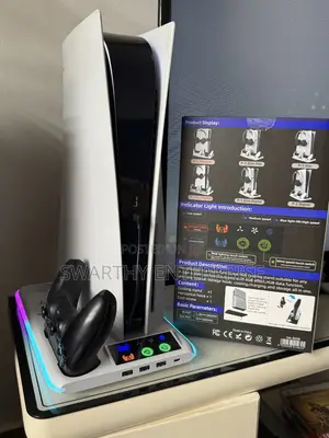 Universal Play Station 5 Ps5 Cooling Stand Charging Dock Cd Rack