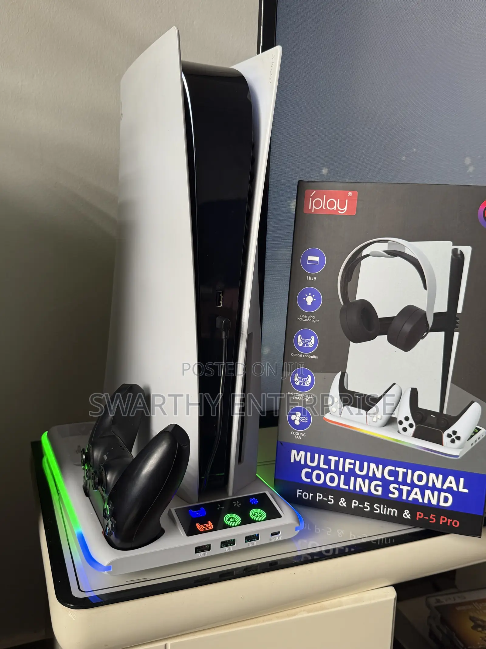 Universal Play Station 5 Ps5 Cooling Stand Charging Dock Cd Rack